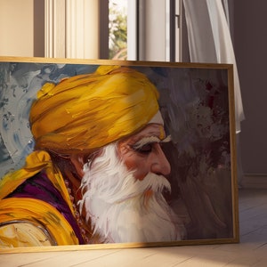 Sikh Guru Digital Download Sikh Wallpaper Oil Painting Sikh Wall Art Sikh Guru Portrait Sikh Gift Punjabi Religious Art