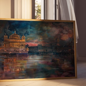 Harmandir Sahib Illustration | Unframed Poster | Gurdwara Oil Painting Sikh Art Golden Temple Sikh Wall Art Sikhism Sikh Gift Home Decor