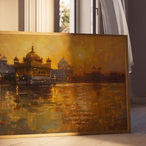 Harmandir Sahib Illustration | Unframed Poster | Gurdwara Oil Painting Sikh Art Golden Temple Sikh Wall Art Sikhism Sikh Gift Home Decor