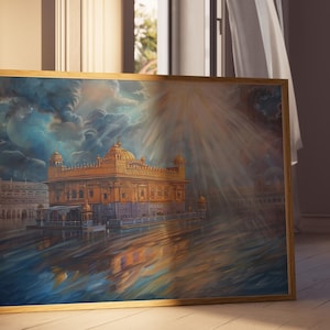 Harmandir Sahib Illustration | Unframed Poster | Gurdwara Oil Painting Sikh Art Golden Temple Sikh Wall Art Sikhism Sikh Gift Home Decor