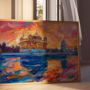 Harmandir Sahib Illustration | Unframed Poster | Gurdwara Oil Painting Sikh Art Golden Temple Sikh Wall Art Sikhism Sikh Gift Home Decor