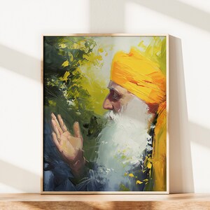 Sikh Guru Print Poster Sikh Wallpaper Oil Painting Sikh Wall Art Sikh Guru Portrait Sikh Gift Punjabi Religious Art