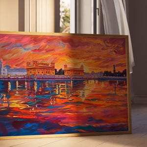 Harmandir Sahib Illustration | Unframed Poster | Gurdwara Oil Painting Sikh Art Golden Temple Sikh Wall Art Sikhism Sikh Gift Home Decor