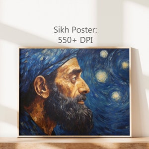 Starry Sikh | 550+ DPI Poster | Religious Art | Sikh Art | Sikh Gifts | Sikh Wall Art