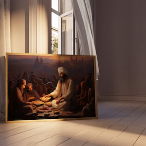 The Humble Langar - Sikh Art, Sikh Guru, Religious Art, Oil Painting, Wall Deco, Wallpaper, Digital Download, Printable, Sikh Prints