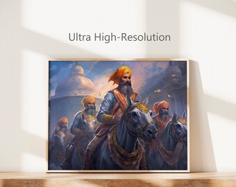 Guardianes de la Fe / Póster de más de 550 ppp / Arte mural sij sin marco / Regalo sij / Decoración de pared / Arte religioso