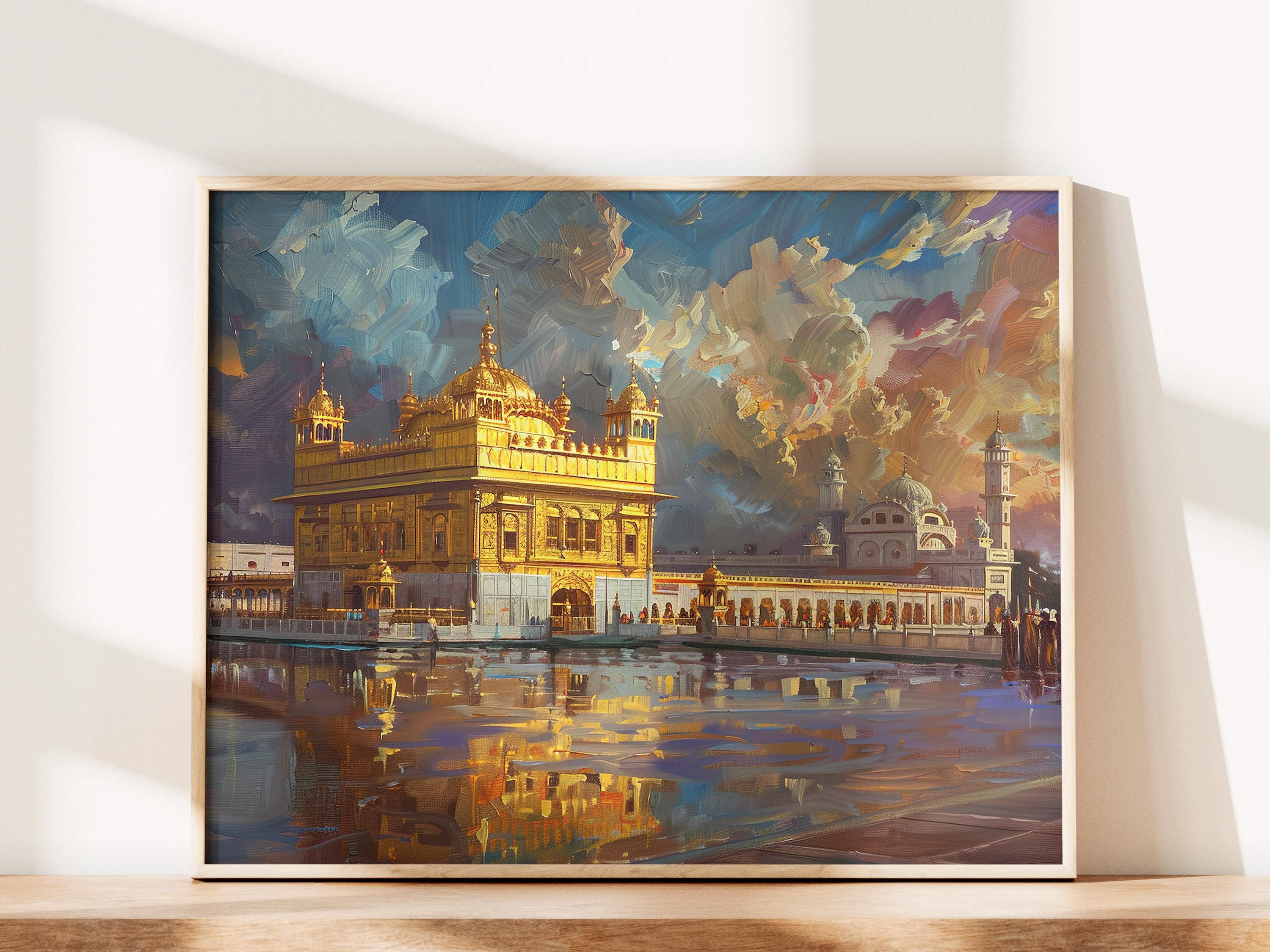 Gurdwara Sikh Art Golden Temple | Digital Download | Sikh Wall Art Sikhism Gurdwara Sahib Wallpaper Sikh Gift Home Decor Art Oil Painting
