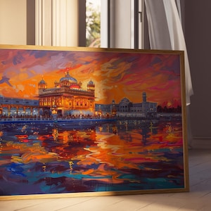 Harmandir Sahib Illustration | Unframed Poster | Gurdwara Oil Painting Sikh Art Golden Temple Sikh Wall Art Sikhism Sikh Gift Home Decor