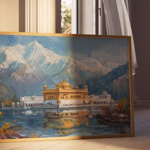 Harmandir Sahib Illustration | Unframed Poster | Gurdwara Oil Painting Sikh Art Golden Temple Sikh Wall Art Sikhism Sikh Gift Home Decor