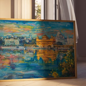 Harmandir Sahib Illustration | Unframed Poster | Gurdwara Oil Painting Sikh Art Golden Temple Sikh Wall Art Sikhism Sikh Gift Home Decor
