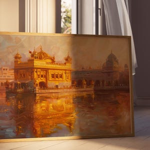 Harmandir Sahib Illustration | Unframed Poster | Gurdwara Oil Painting Sikh Art Golden Temple Sikh Wall Art Sikhism Sikh Gift Home Decor