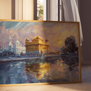 Harmandir Sahib Illustration | Unframed Poster | Gurdwara Oil Painting Sikh Art Golden Temple Sikh Wall Art Sikhism Sikh Gift Home Decor