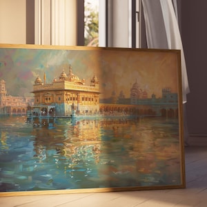 Harmandir Sahib Illustration | Unframed Poster | Gurdwara Oil Painting Sikh Art Golden Temple Sikh Wall Art Sikhism Sikh Gift Home Decor