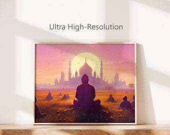 Sinfonía Azafrán / Póster de más de 550 ppp / Arte mural sij sin marco / Regalo sij / Decoración de pared / Arte religioso