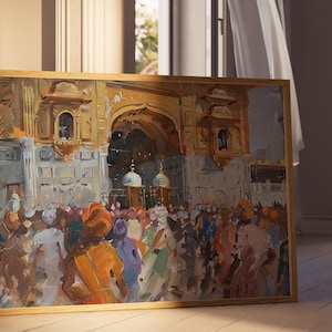 Harmandir Sahib Illustration | Unframed Poster | Gurdwara Oil Painting Sikh Art Golden Temple Sikh Wall Art Sikhism Sikh Gift Home Decor
