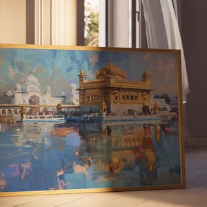 Harmandir Sahib Illustration | Unframed Poster | Gurdwara Oil Painting Sikh Art Golden Temple Sikh Wall Art Sikhism Sikh Gift Home Decor