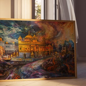 Harmandir Sahib Illustration | Unframed Poster | Gurdwara Oil Painting Sikh Art Golden Temple Sikh Wall Art Sikhism Sikh Gift Home Decor
