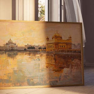 Harmandir Sahib Illustration | Unframed Poster | Gurdwara Oil Painting Sikh Art Golden Temple Sikh Wall Art Sikhism Sikh Gift Home Decor
