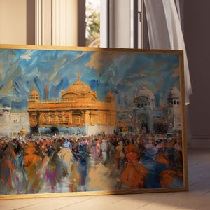 Harmandir Sahib Illustration | Unframed Poster | Gurdwara Oil Painting Sikh Art Golden Temple Sikh Wall Art Sikhism Sikh Gift Home Decor