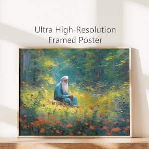 Guru&#39;s Tranquility | 550+ DPI Framed Sikh Poster | Sikh Wall Art | Sikh Art | Sikh Prints | Sikh Gifts | Sikh Wall Art | Oil Painting