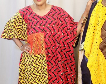 Trendy Ankara Wax Boubou / Patterned Boubou / Ready to Wear Bubu / Wax Boubou / Loose Wax Dress / African Dress / Dress with Scarf