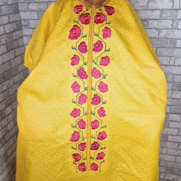 Boubou femme jaune brodé