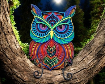 Mandala Arcoíris Búho decoración de pared