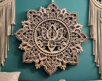 Mandala de loto 3D - Decoración de pared neutra