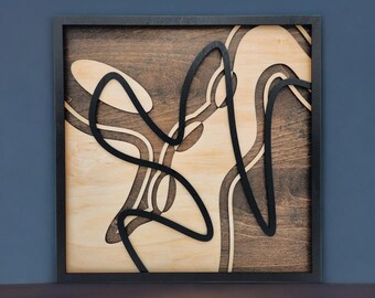 Arte mural dimensional con melodía abstracta de saxofón