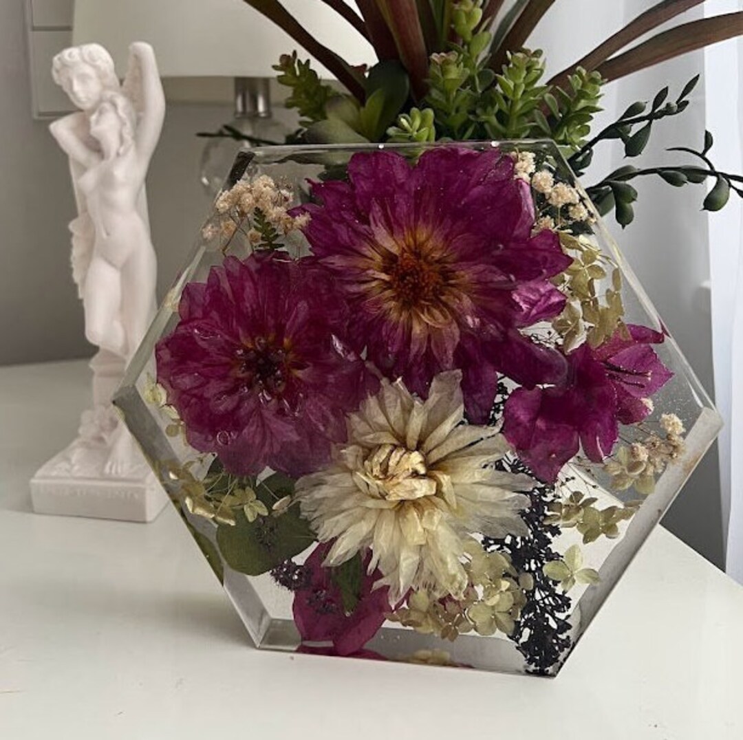 Real Flowers in Epoxy Resin Decoration Epoxy Home Decor Etsy