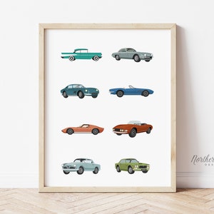 Car Nursery Art Print, Toddler Boy Wall Art, Transportation Art Print, Race Car Nursery Decor, Cars Playroom Print, Toddler Room Decor