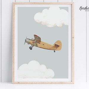 Vintage Airplane Nursery Print Transportation Wall Art Toddler Room Aviation Wall Print Little Boy Room Decor Baby Boy Gift Digital Download