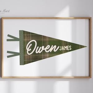 Pennant Name Flag Print, Baby Name Pennant, Baby Name Banner, Toddler Boy Room Decor, Retro Nursery Print, Personalized Baby Boy Gift