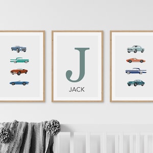 Stacked Cars Nursery Prints, Toddler Boy Wall Art, Transportation Art, Race Car Nursery Decor, Cars Playroom Print, Baby Boy Room Decor