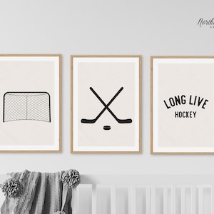 Hockey Nursery Prints, Toddler Boy Wall Art, Sports Art Print, Hockey Nursery Decor, Hockey Playroom Print, Neutral Boy Room Decor,