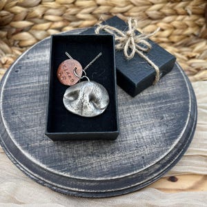 Dog Nose Print Keepsake Necklace, Silver Pendant, Cat Nose Ornament, Copper Name Tag, Imprint From Your Actual Pet, Silver Chain, Memorial