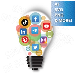 Social Media Vector Idea Lightbulb Graphic including AI, SVG, EPS