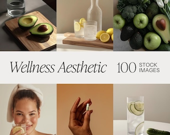 100 Wellness Stock Photos Bundle | Health, Self-Care, Supplement & Lifestyle Digital Images | Natural, Minimalist Aesthetic