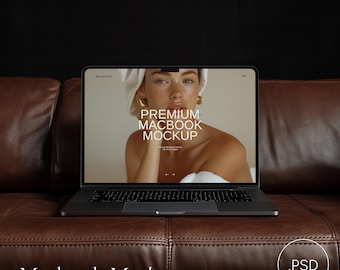 美しいMacBookモックアップ | モダンなラップトップモックアップ | ウェブサイトモックアップ | リアルなAppleデバイス | デジタル製品 | Etsyリスティングモックアップ | PSD