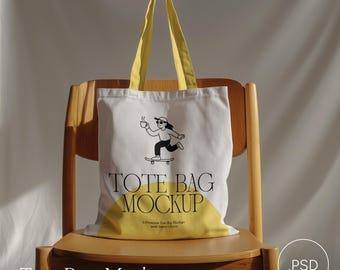 Maqueta realista de bolso tote de lona con objeto inteligente, maqueta de producto POD, archivo PSD de Photoshop Photopea