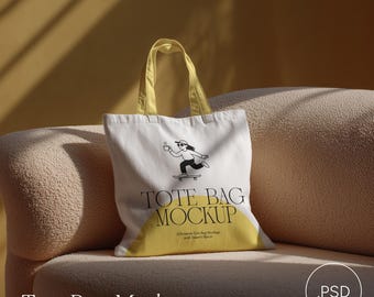 Maqueta realista de bolso tote de lona con objeto inteligente, maqueta de producto POD, archivo PSD de Photoshop Photopea