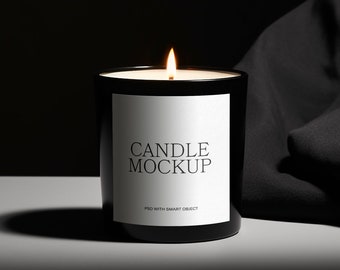 Black Candle Label Mockup, Scented Candle Mockup, Candle Mockup PSD, Mock Up Candle, Luxury Candle Mockup, Black Candle Jar Mock Up