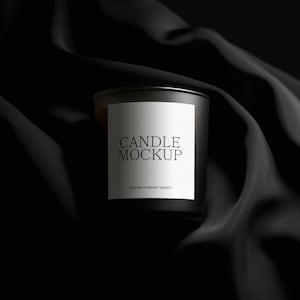 Black Scented Candle Label Mockup, Scented Candle Mockup, Candle Mockup PSD, Mock Up Candle, Luxury Candle Mockup, Black Candle Jar Mock Up