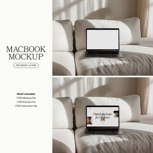 Aesthetic MacBook Mockup | Laptop Mockup | Website Mockup | Realistic Apple Device | Digital Products | Etsy Listing Mockup | Modern | PSD