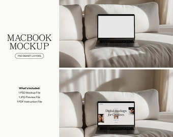 Aesthetic MacBook Mockup | Laptop Mockup | Website Mockup | Realistic Apple Device | Digital Products | Etsy Listing Mockup | Modern | PSD