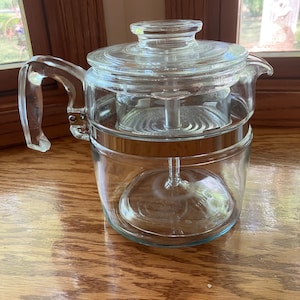 Vintage Pyrex Clear Glass Percolator 6 Cup Flameware 7756 Coffee Pot  Complete 