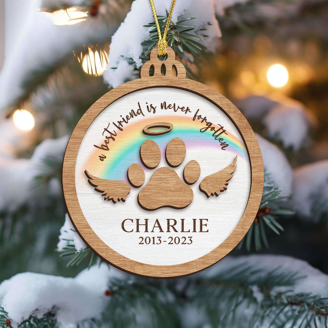 Personalized Dog Memorial Ornament Dog Rainbow Bridge Etsy