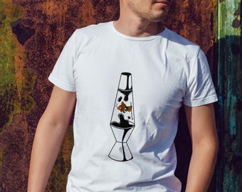 Fish Lava Lamp Graphic Tee - Surreal Minimalist T-Shirt Alt Indie Streetwear Quirky Aesthetic Unisex Top