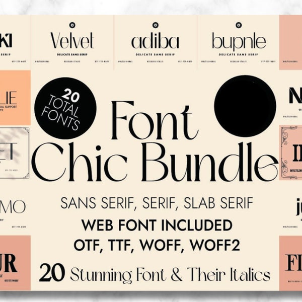 Luxe, chique en elegante lettertypebundel | Canvas-SVG | Direct digitaal downloaden | Prints opnieuw maken | Vintage Canva-lettertypen| Cricut-silhouet