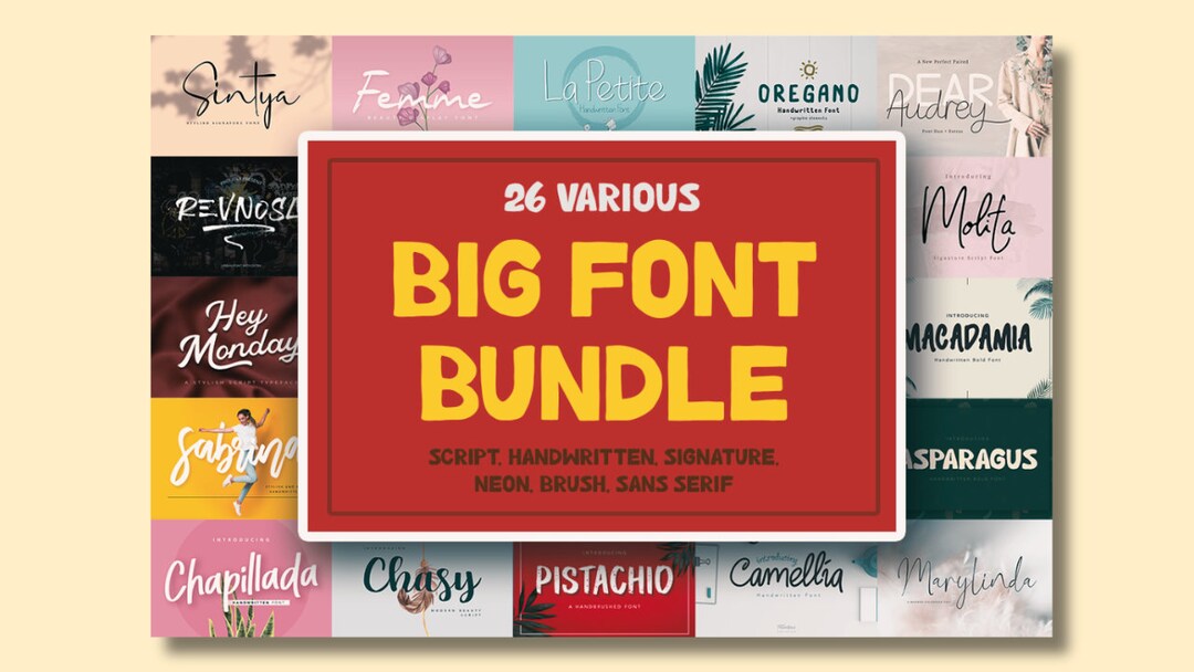 Big Font Bundle Instant Digital Download procreate Prints Vintage Canva ...